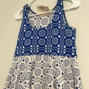 Ace & Jig Blue and White Geometric Tank Top